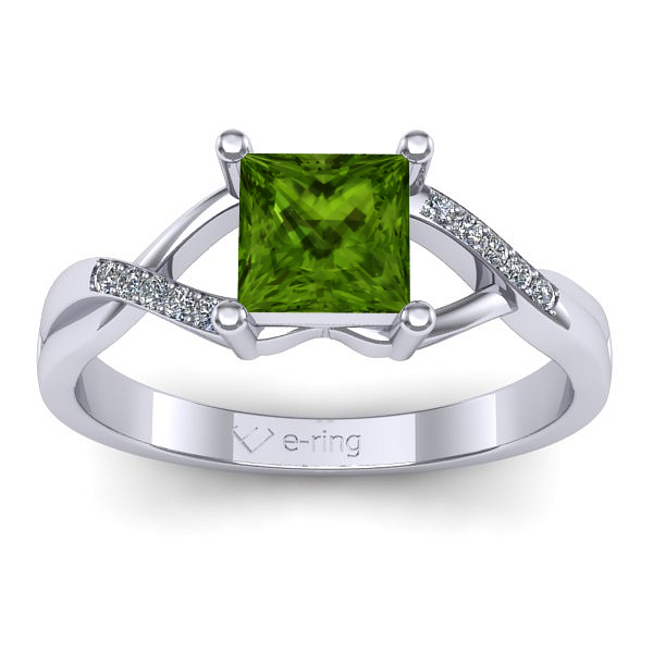 Inel de logodna cu peridot patrat