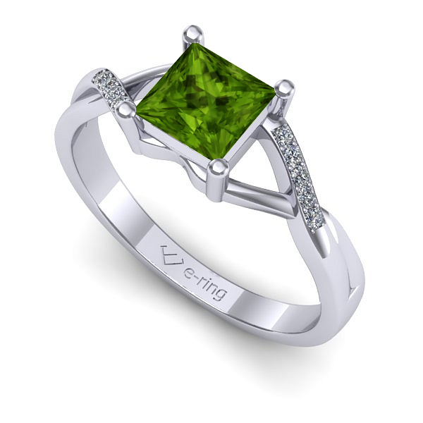 Inel din aur alb cu peridot