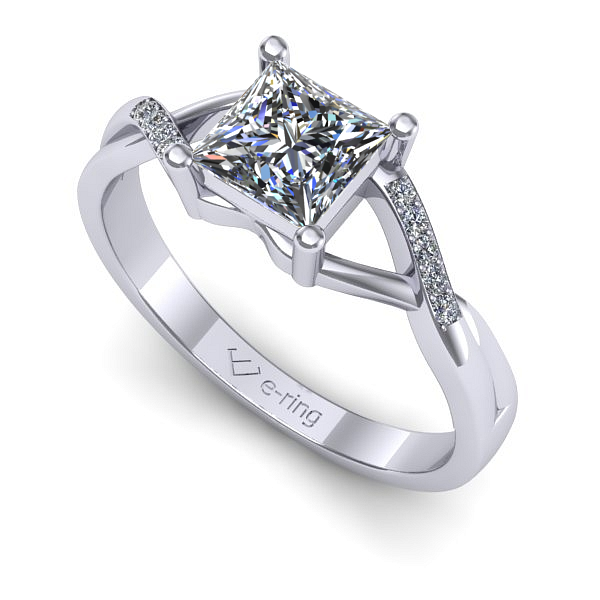 Inel din aur alb cu diamant de laborator