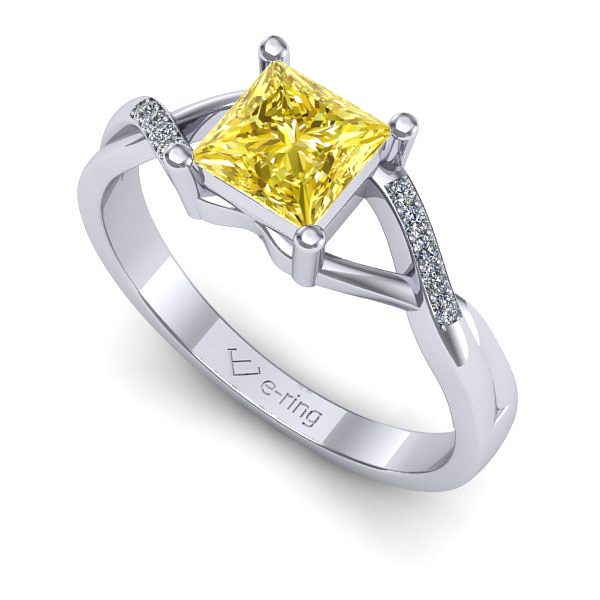 Inel din aur alb cu safir galben