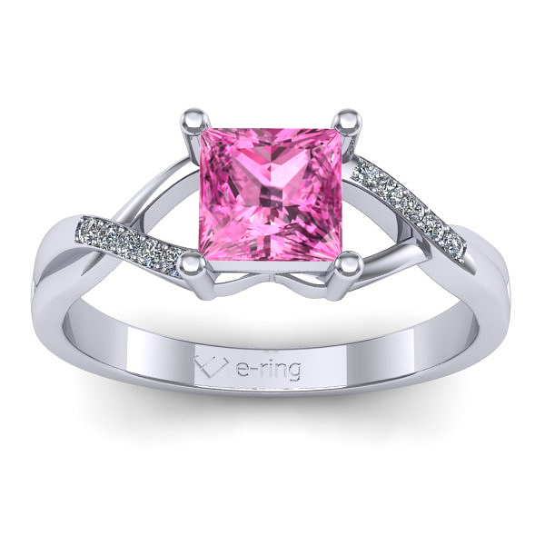 Inel cu safir roz patrat