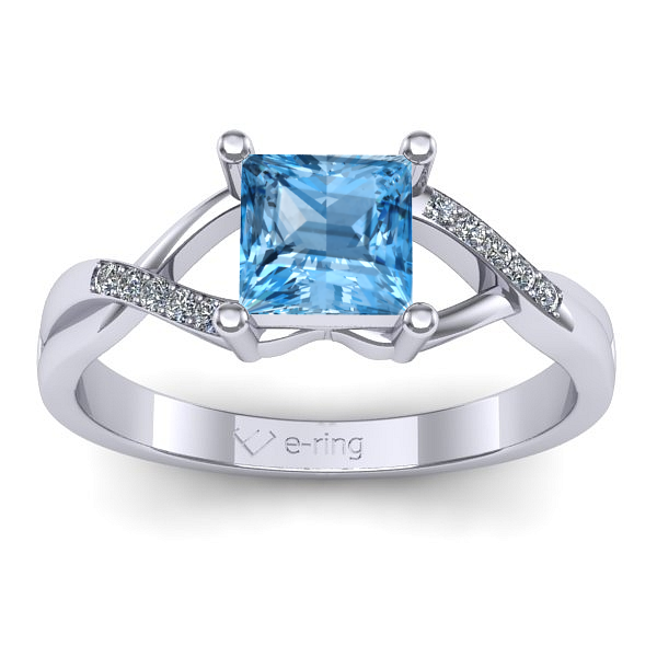 Inel logodna cu topaz blue patrat