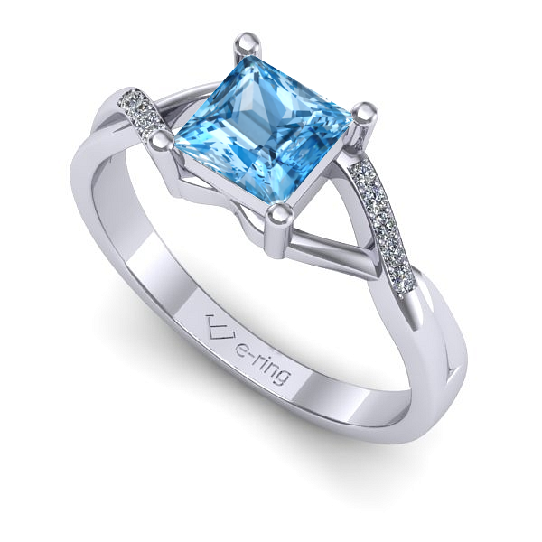 Inel din aur alb cu topaz blue
