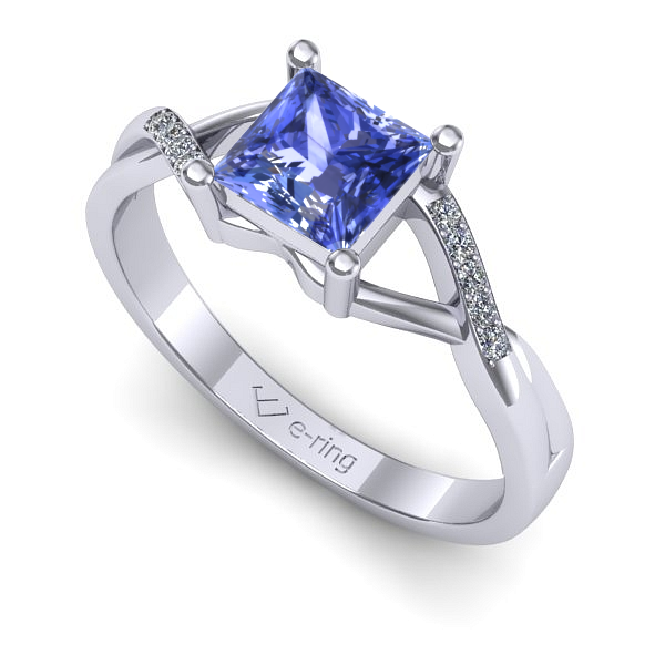Inel de logodna din aur alb cu tanzanit