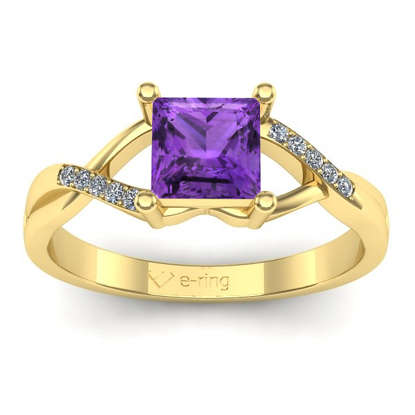 Inel logodna cu ametist patrat