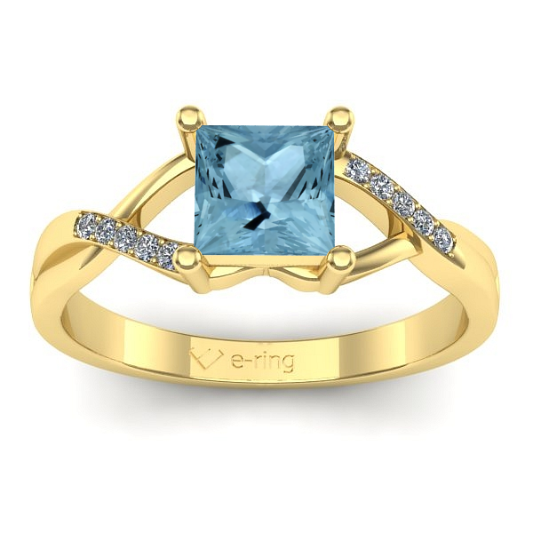 Inel de logodna cu aquamarin patrat