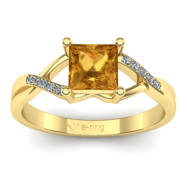 Inel logodna cu citrin patrat