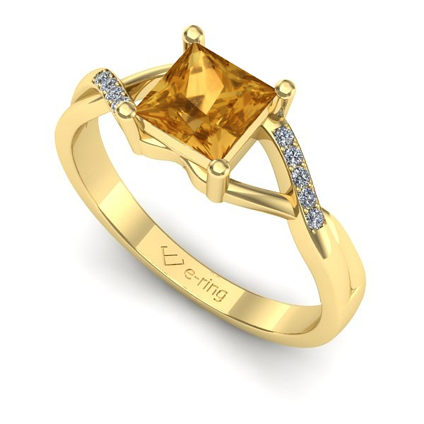 Inel de logodna din aur galben cu citrin