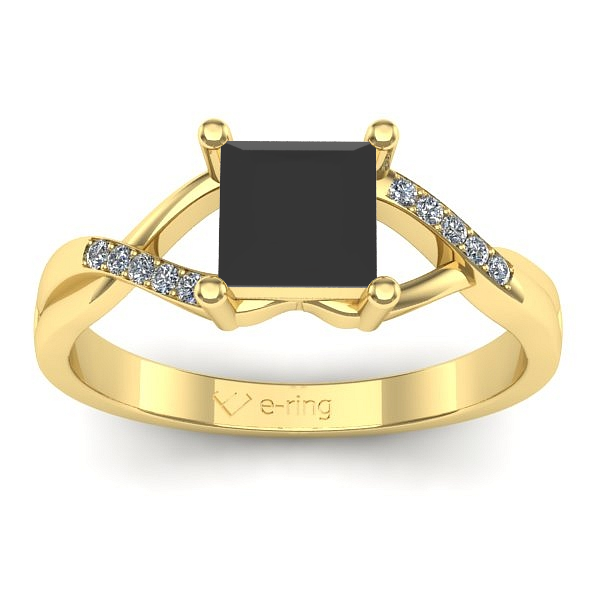 Inel logodna cu diamant negru patrat