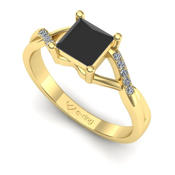 Inel din aur galben cu diamant negru