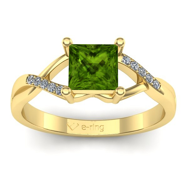 Inel cu peridot patrat