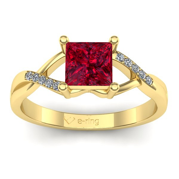 Inel de logodna cu rubin patrat