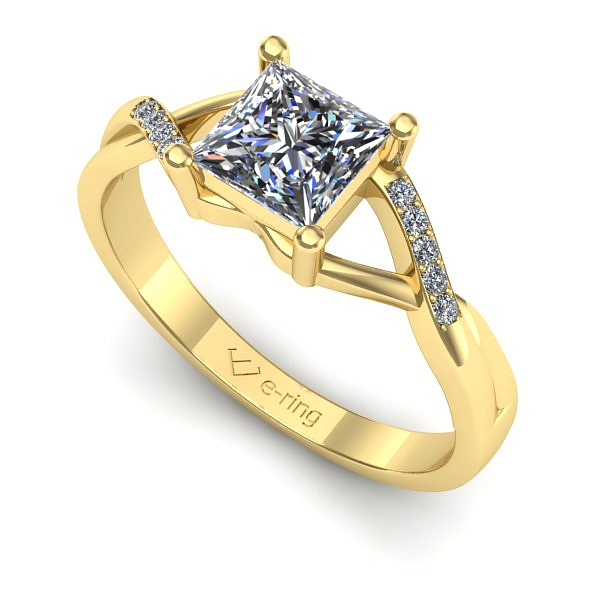 Inel logodna din aur galben cu safir alb