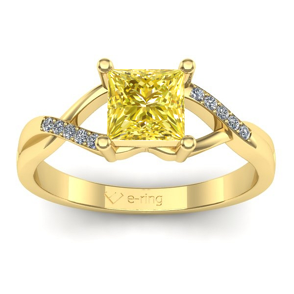 Inel logodna cu safir galben patrat