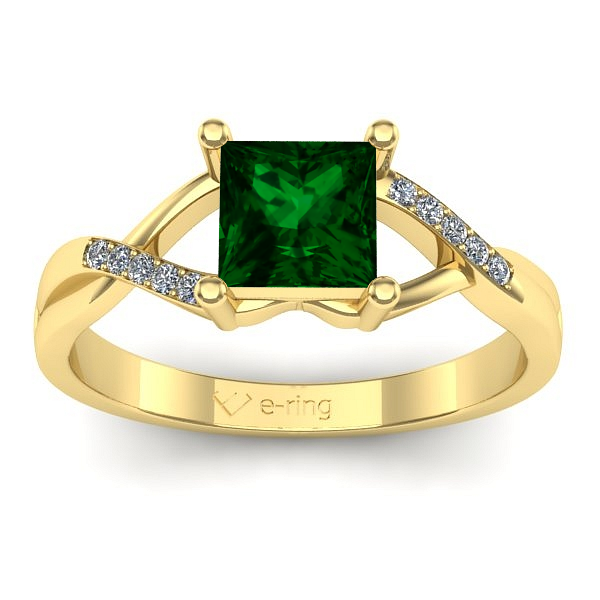 Inel de logodna cu smarald patrat