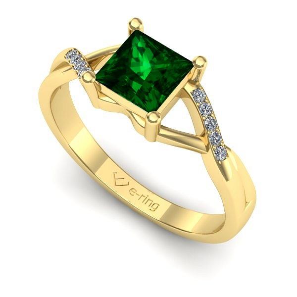 Inel din aur galben cu smarald