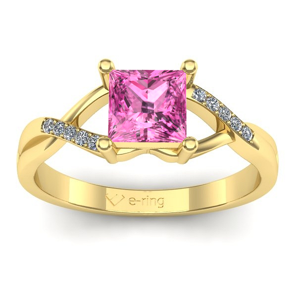 Inel logodna cu safir roz patrat