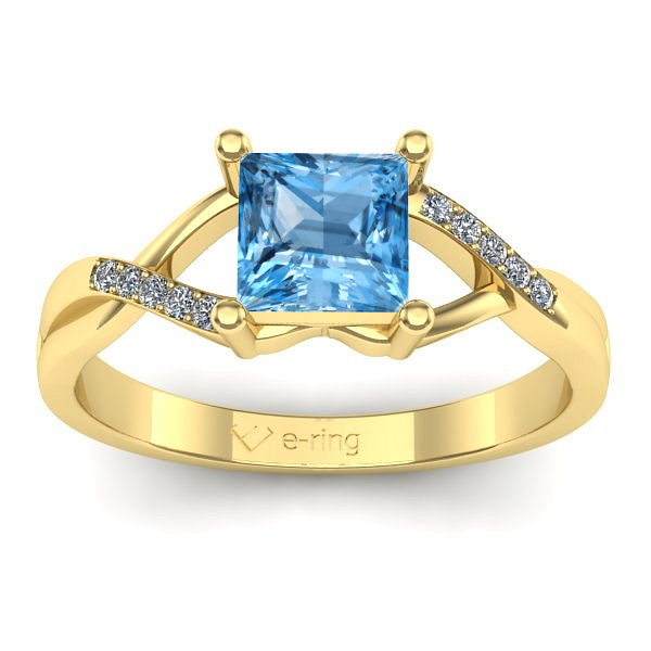 Inel cu topaz blue patrat