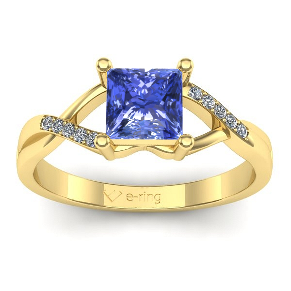 Inel de logodna cu tanzanit patrat
