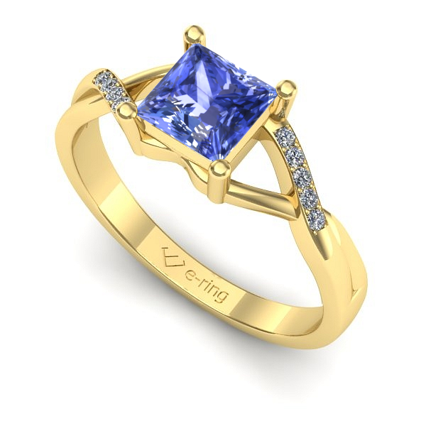 Inel de logodna din aur galben cu tanzanit