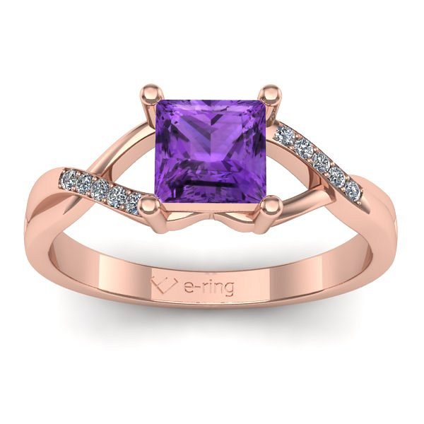 Inel logodna cu ametist patrat