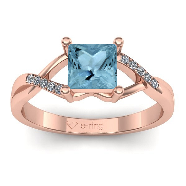 Inel cu aquamarin patrat