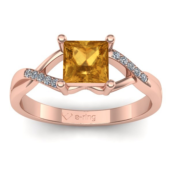 Inel logodna cu citrin patrat