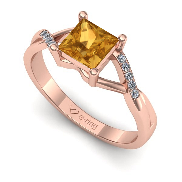 Inel din aur roz cu citrin