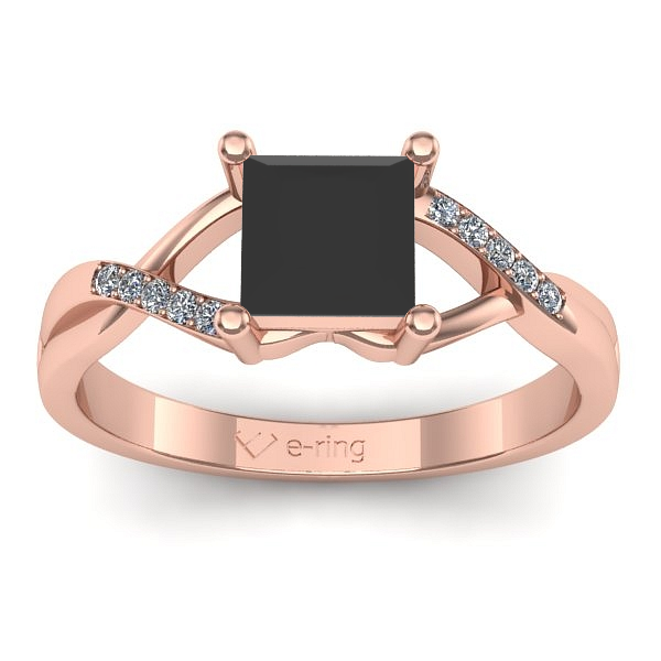 Inel de logodna cu diamant negru patrat