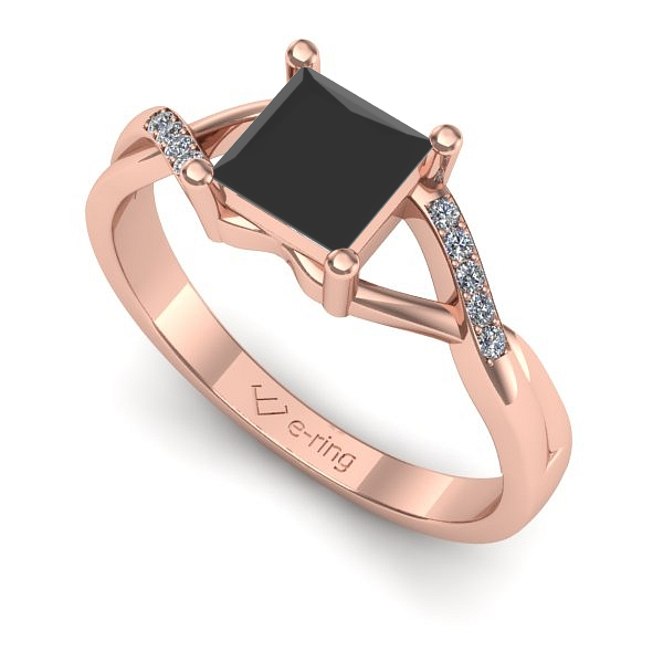 Inel logodna din aur roz cu diamant negru