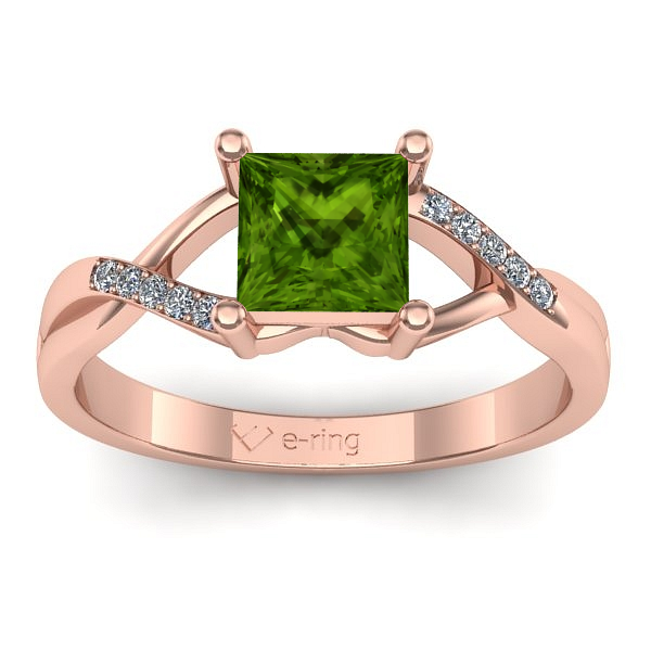 Inel cu peridot patrat