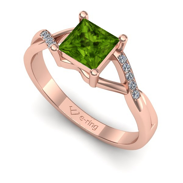 Inel din aur roz cu peridot