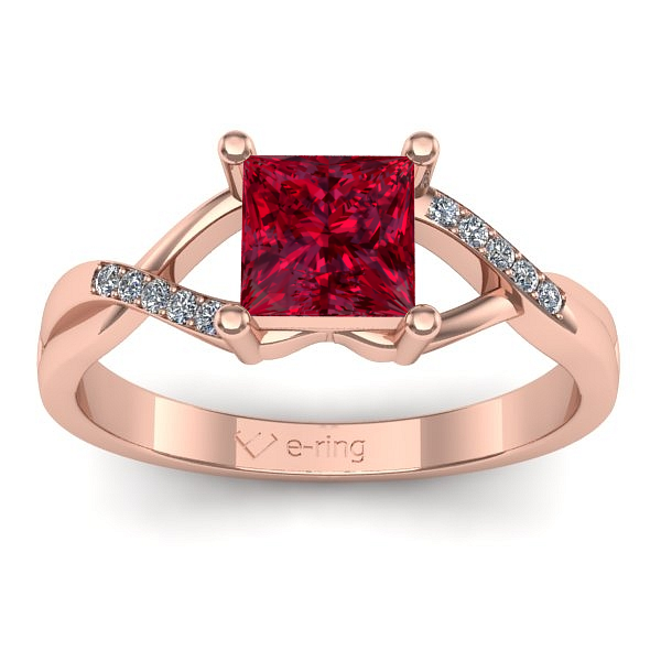 Inel logodna cu rubin patrat