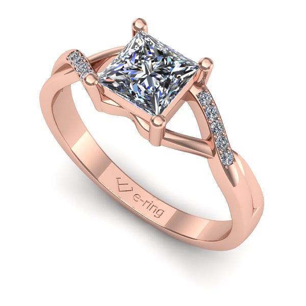 Inel de logodna din aur roz cu diamant de laborator