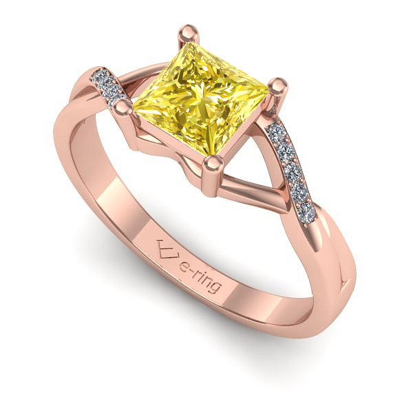 Inel logodna din aur roz cu safir galben