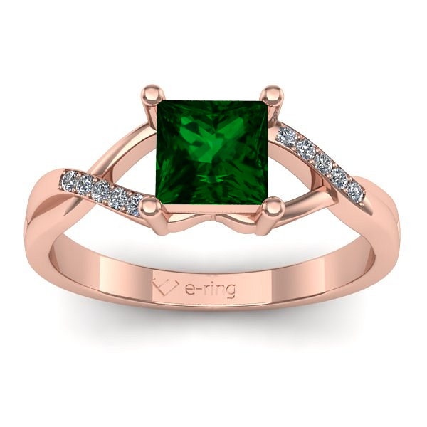 Inel logodna cu smarald patrat