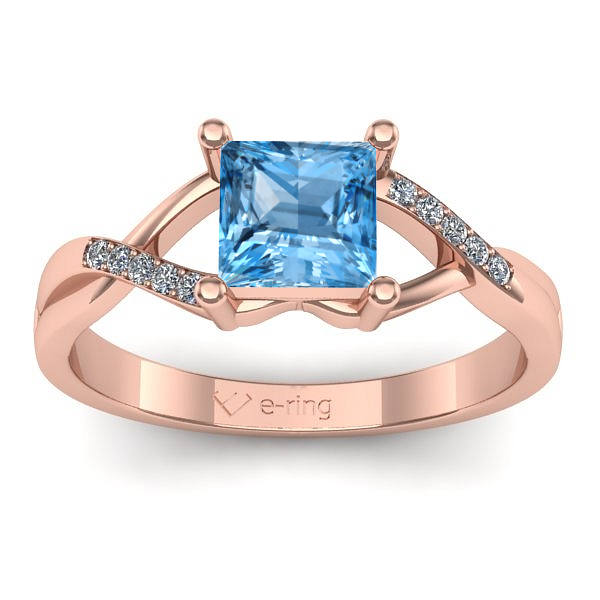 Inel de logodna cu topaz blue patrat