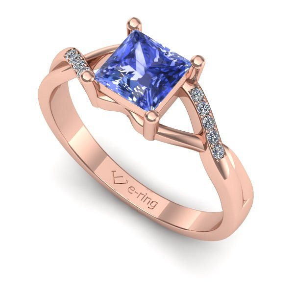 Inel din aur roz cu tanzanit