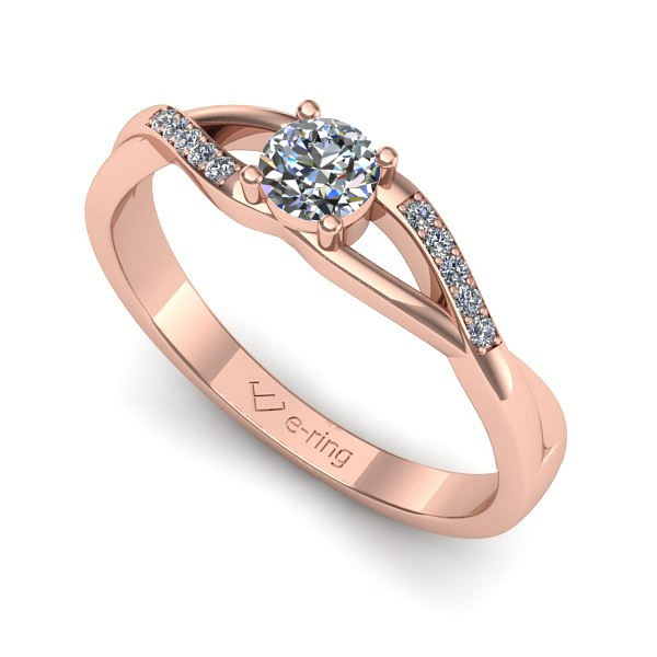 Inel de logodna din aur roz cu diamant