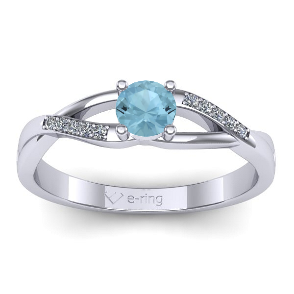 Inel logodna cu aquamarin rotund