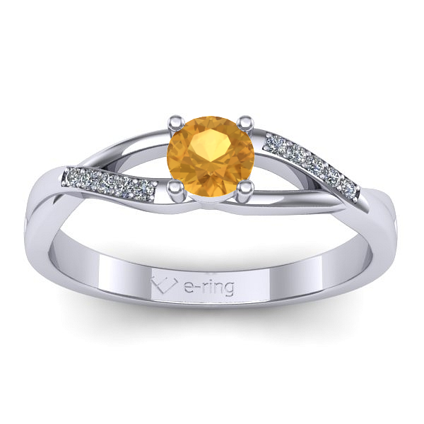 Inel cu citrin rotund