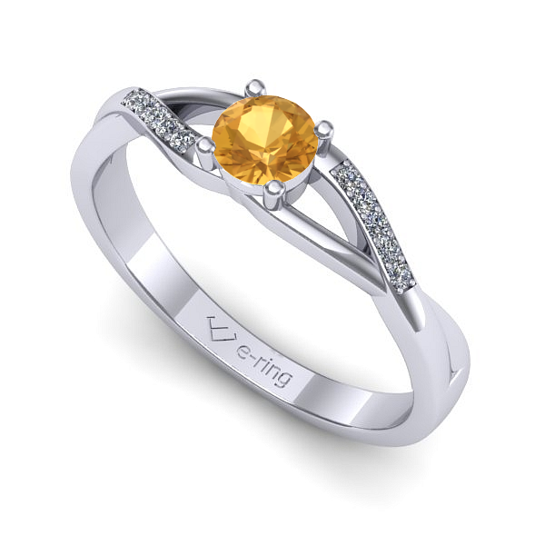 Inel logodna din aur alb cu citrin