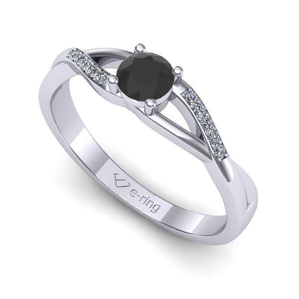 Inel din aur alb cu diamant negru