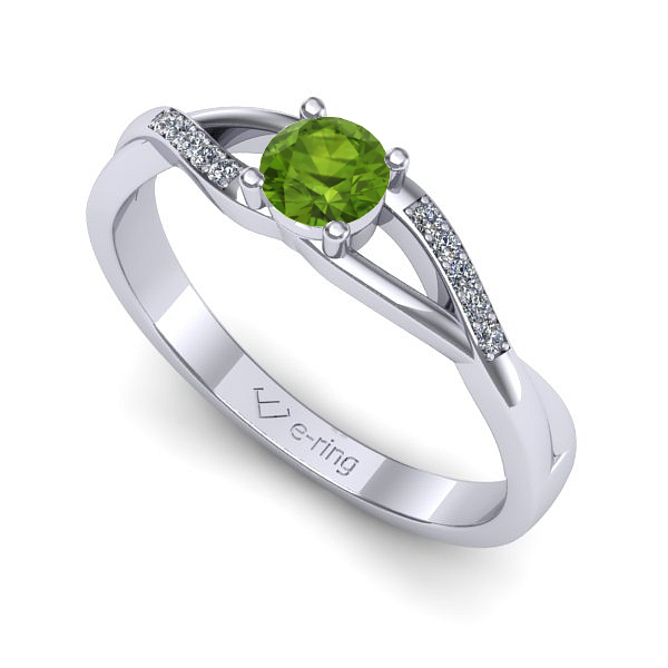 Inel logodna din aur alb cu peridot