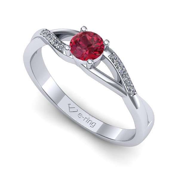 Inel din aur alb cu rubin