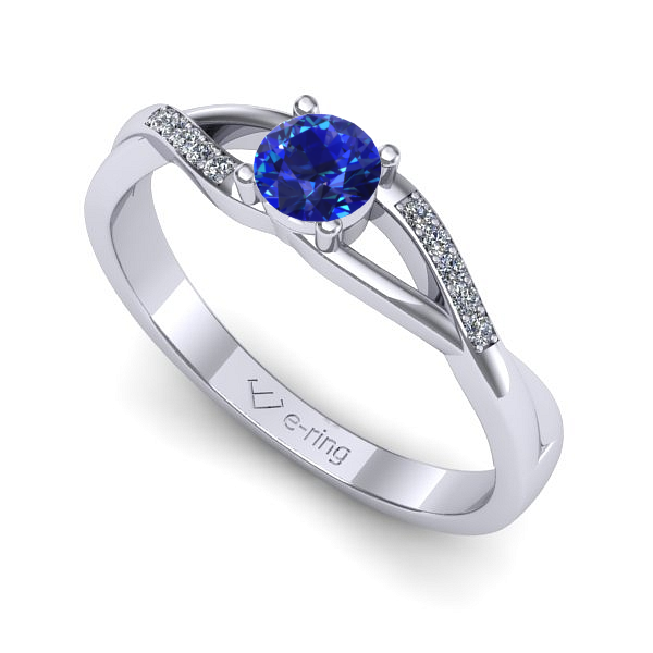 Inel logodna din aur alb cu safir