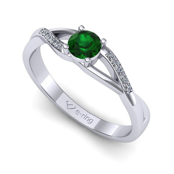 Inel din aur alb cu smarald