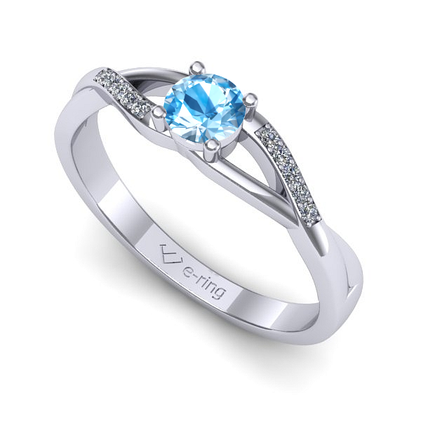 Inel de logodna din aur alb cu topaz blue