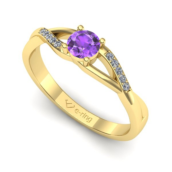 Inel din aur galben cu ametist