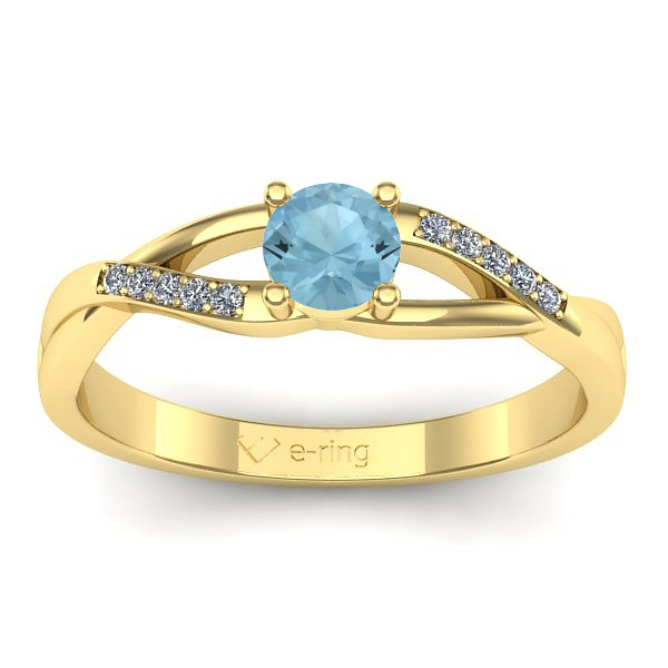 Inel logodna cu aquamarin rotund